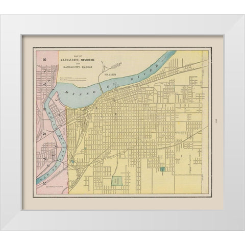 Kansas City  Missouri - Cram 1892 White Modern Wood Framed Art Print by Cram