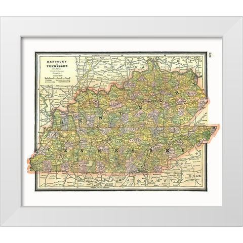 Kentucky, Tennessee - Johnson 1888 White Modern Wood Framed Art Print by Johnson