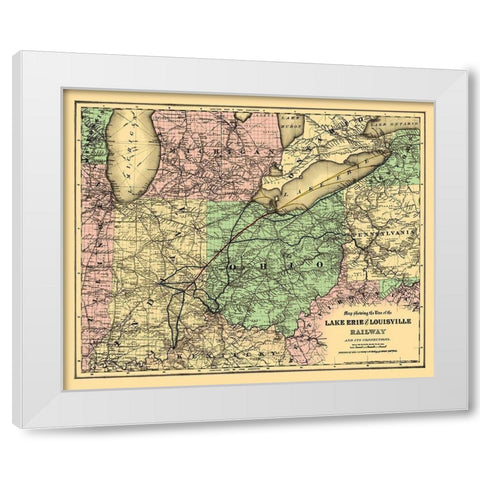 Lake Erie and Louisville Railway - Colton 1872 White Modern Wood Framed Art Print by Colton