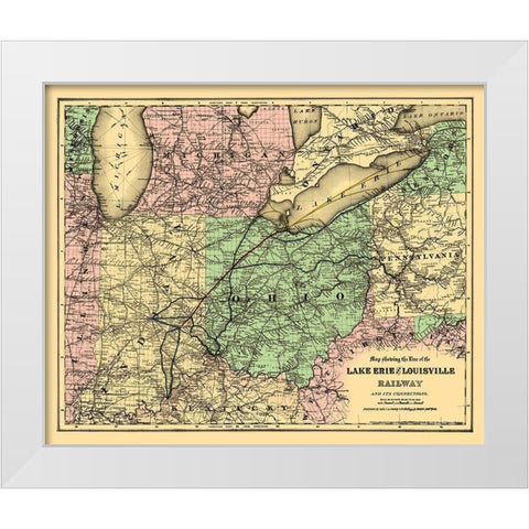 Lake Erie and Louisville Railway - Colton 1872 White Modern Wood Framed Art Print by Colton
