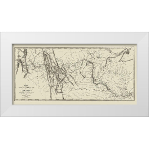 Lewis and Clark Track Across North America White Modern Wood Framed Art Print by Clark