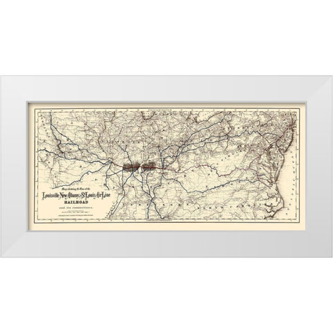 Louisville, New Albany and St Louis Air Line 1872 White Modern Wood Framed Art Print by Colton