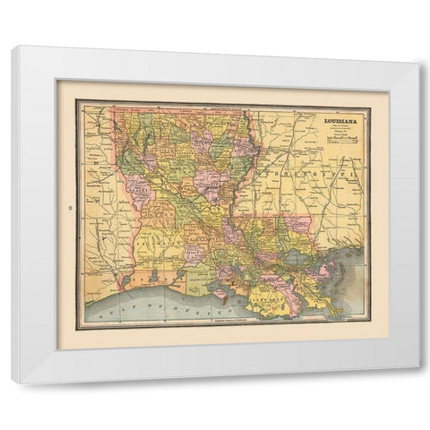 Louisiana, United States - Cram 1888 White Modern Wood Framed Art Print by Cram