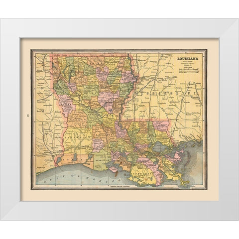 Louisiana, United States - Cram 1888 White Modern Wood Framed Art Print by Cram