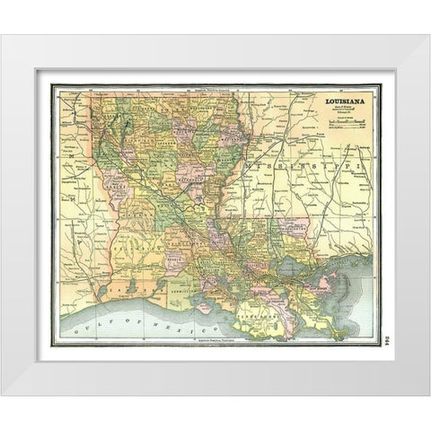 Louisiana - Johnson 1888 White Modern Wood Framed Art Print by Johnson