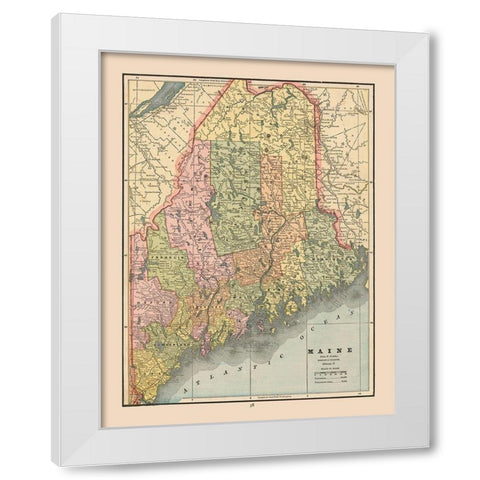 Maine - Cram 1888 White Modern Wood Framed Art Print by Cram