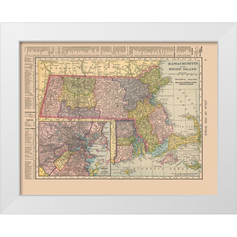 Massachusetts - Hammond 1910 White Modern Wood Framed Art Print by Hammond