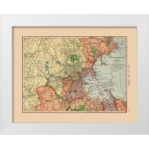 Boston  Massachusetts - Hammond 1910 White Modern Wood Framed Art Print by Hammond