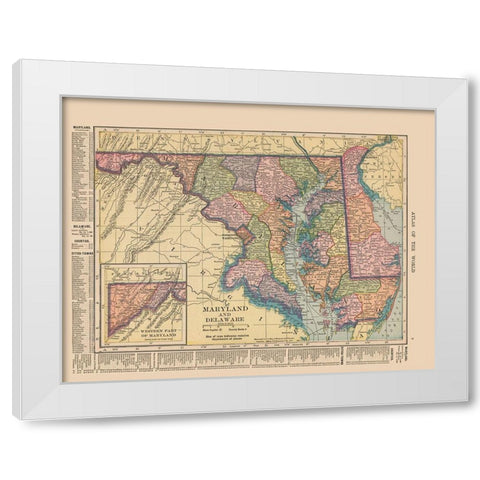 Maryland,  Delaware - Hammond 1910 White Modern Wood Framed Art Print by Hammond
