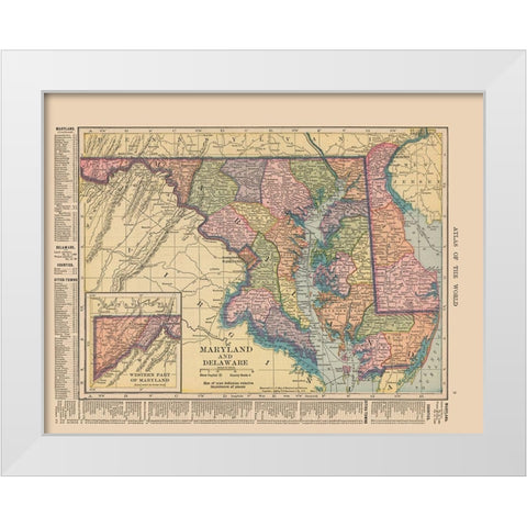 Maryland,  Delaware - Hammond 1910 White Modern Wood Framed Art Print by Hammond