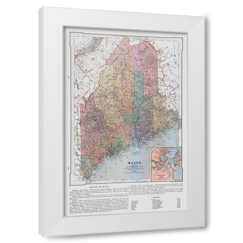 Maine - United States - Monteith 1882 White Modern Wood Framed Art Print by Monteith