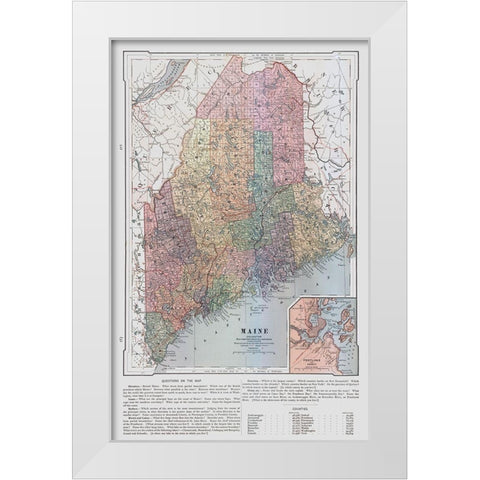 Maine - United States - Monteith 1882 White Modern Wood Framed Art Print by Monteith