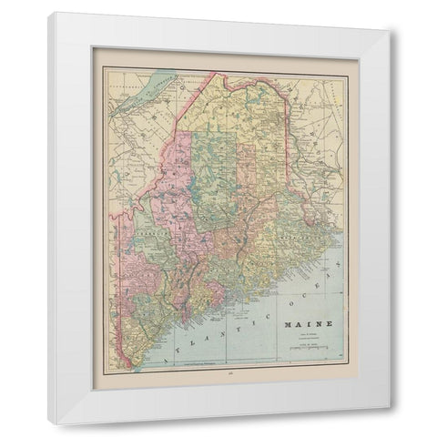 Maine - Cram 1892 White Modern Wood Framed Art Print by Cram