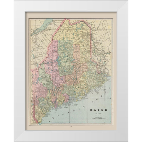 Maine - Cram 1892 White Modern Wood Framed Art Print by Cram