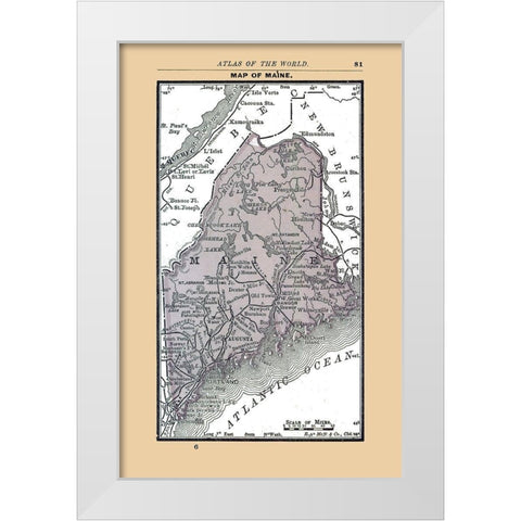 Maine - Alden 1886 White Modern Wood Framed Art Print by Alden