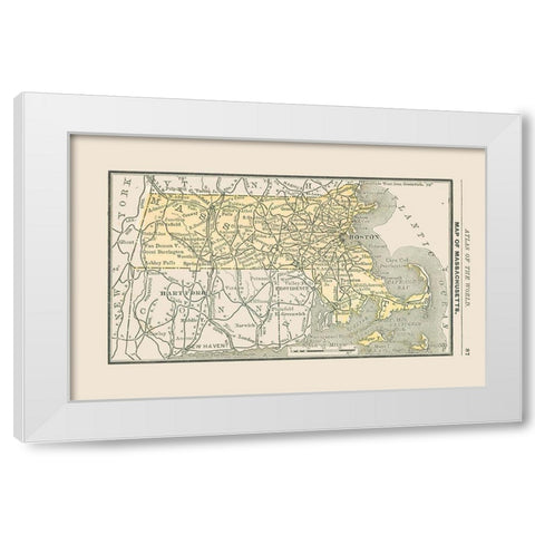 Massachusetts - Alden 1886 White Modern Wood Framed Art Print by Alden