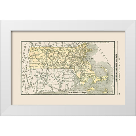 Massachusetts - Alden 1886 White Modern Wood Framed Art Print by Alden