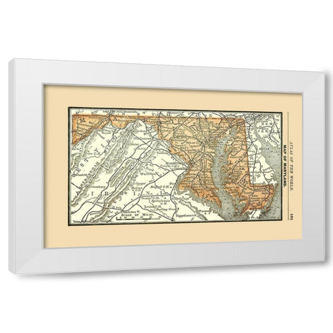 Maryland - Alden 1886 White Modern Wood Framed Art Print by Alden