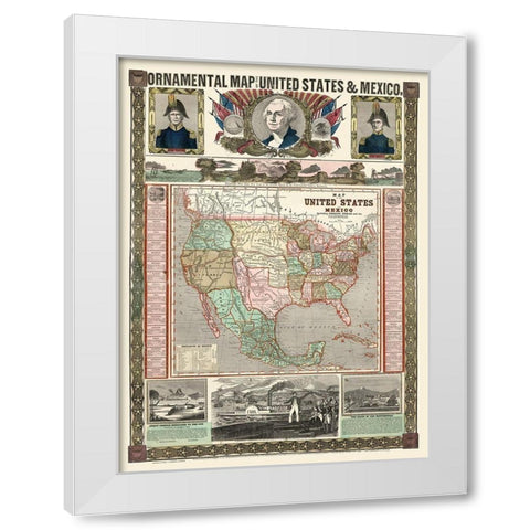 United States - Mexico - Thayer 1868 White Modern Wood Framed Art Print by Thayer