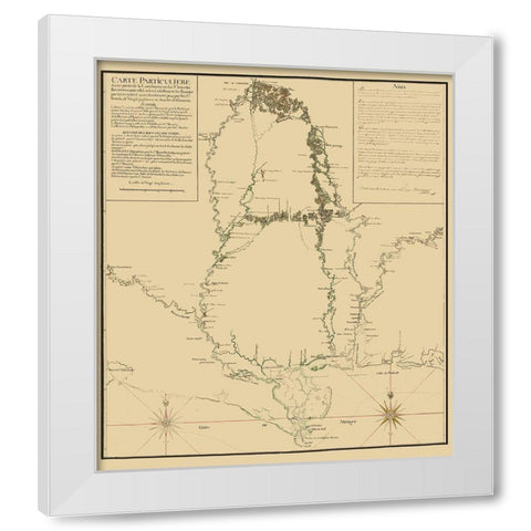Mississippi to Ft Assumption and Florida 1743 White Modern Wood Framed Art Print by Demarigny