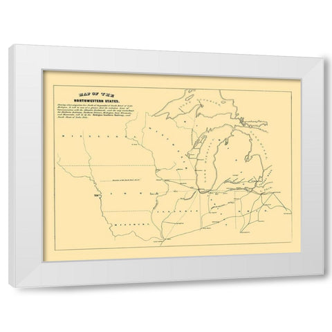 Michigan Southern Railroad Northwestern States White Modern Wood Framed Art Print by Jervis