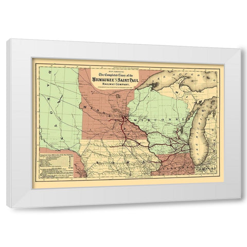 Milwaukee and Saint Paul Railway - Colton 1872 White Modern Wood Framed Art Print by Colton