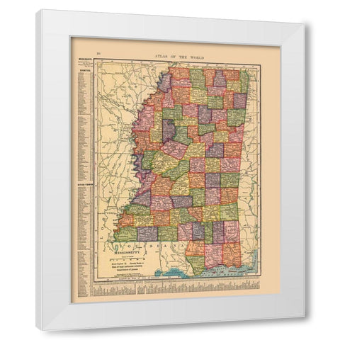 Mississippi - Hammond 1910 White Modern Wood Framed Art Print by Hammond
