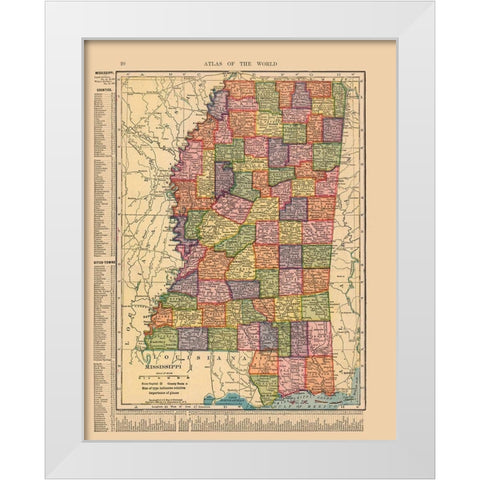 Mississippi - Hammond 1910 White Modern Wood Framed Art Print by Hammond