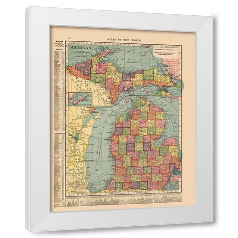 Michigan - Hammond 1910 White Modern Wood Framed Art Print by Hammond
