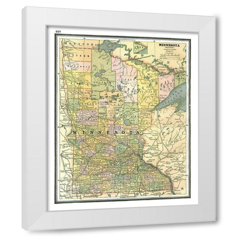 Minnesota - Johnson 1888 White Modern Wood Framed Art Print by Johnson