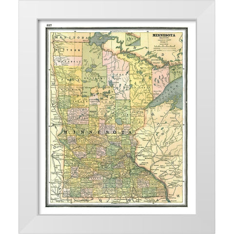 Minnesota - Johnson 1888 White Modern Wood Framed Art Print by Johnson