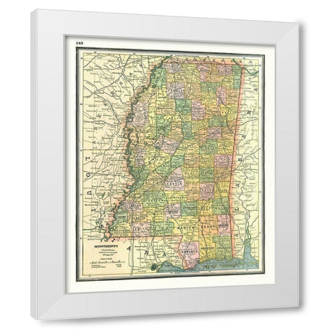 Mississippi - Johnson 1888 White Modern Wood Framed Art Print by Johnson