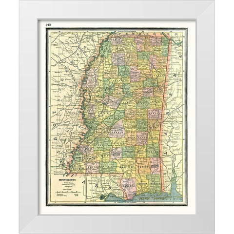 Mississippi - Johnson 1888 White Modern Wood Framed Art Print by Johnson