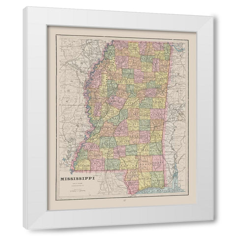 Mississippi - Cram 1892 White Modern Wood Framed Art Print by Cram