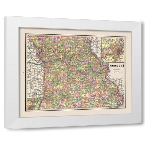 Missouri - Cram 1892 White Modern Wood Framed Art Print by Cram
