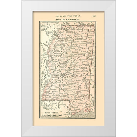 Mississippi - Alden 1886 White Modern Wood Framed Art Print by Alden