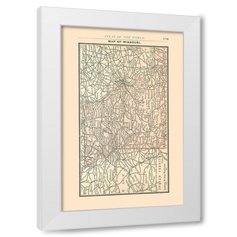 Missouri - Alden 1886 White Modern Wood Framed Art Print by Alden