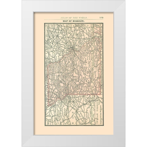 Missouri - Alden 1886 White Modern Wood Framed Art Print by Alden