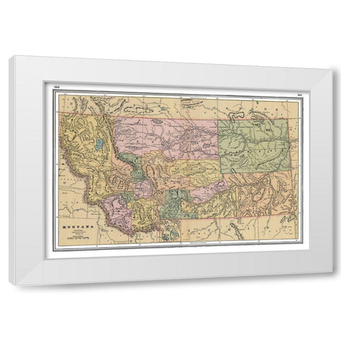 Montana - Johnson 1888 White Modern Wood Framed Art Print by Johnson