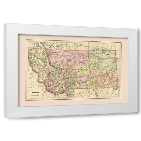 Montana - Cram 1892 White Modern Wood Framed Art Print by Cram