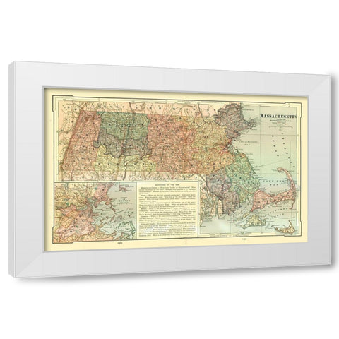 Massachusetts - United States - Monteith 1882 White Modern Wood Framed Art Print by Monteith