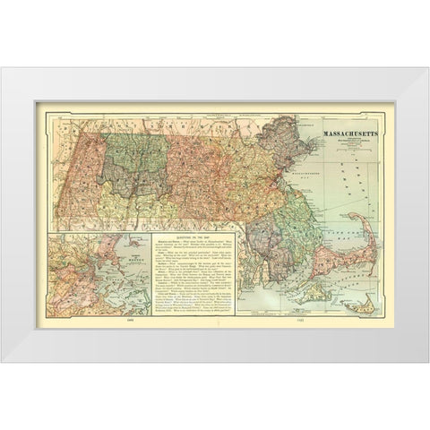 Massachusetts - United States - Monteith 1882 White Modern Wood Framed Art Print by Monteith