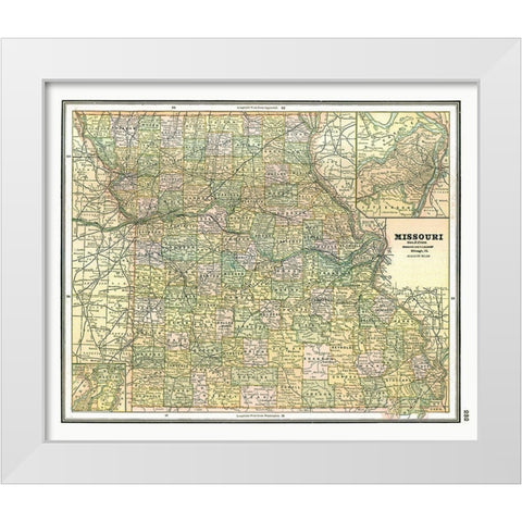 Missouri - Johnson 1888 White Modern Wood Framed Art Print by Johnson