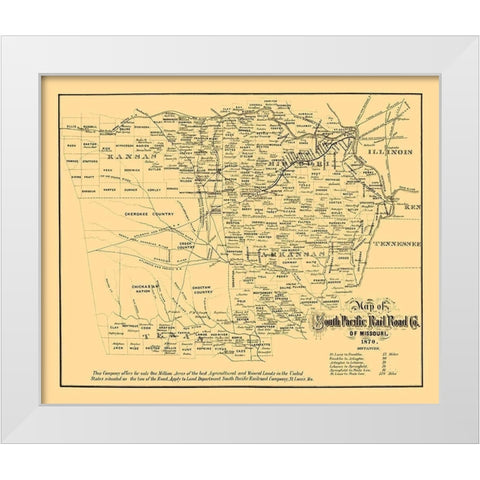 South Pacific Railroad Co of Missouri - Gast 1870 White Modern Wood Framed Art Print by Gast