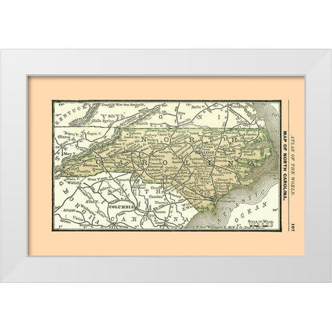 North Carolina - Alden 1886 White Modern Wood Framed Art Print by Alden