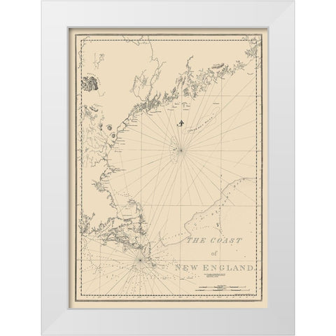 New England Coast - Des Barres 1776 White Modern Wood Framed Art Print by Des Barres