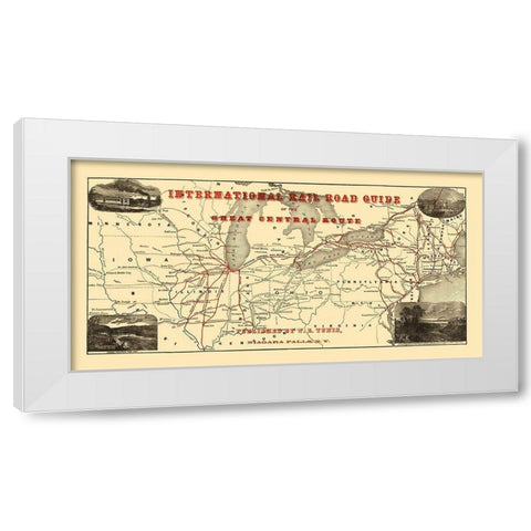 International Rail Guide, Great Central Route 1855 White Modern Wood Framed Art Print by Tunis