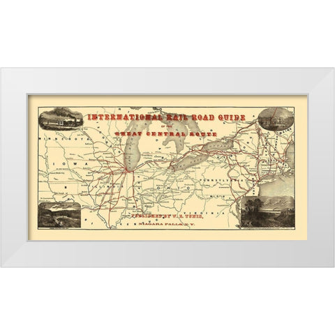 International Rail Guide, Great Central Route 1855 White Modern Wood Framed Art Print by Tunis