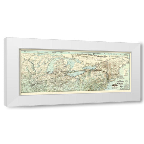 New York Central and Hudson River Railroad 1893 White Modern Wood Framed Art Print by Matthews