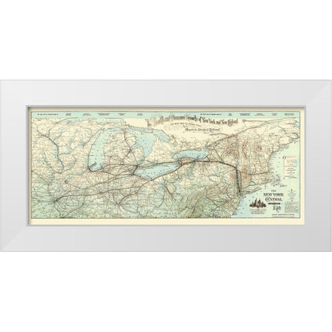 New York Central and Hudson River Railroad 1893 White Modern Wood Framed Art Print by Matthews